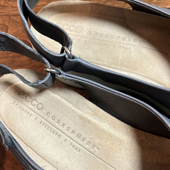 Ecco Titanium Gray Leather Corksphere Wedge, size 40 EU/9-9.5 US - Picture 5 of 10